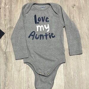 4/$30 Old Navy Gray Baby One Piece - Love My Auntie 12-18M